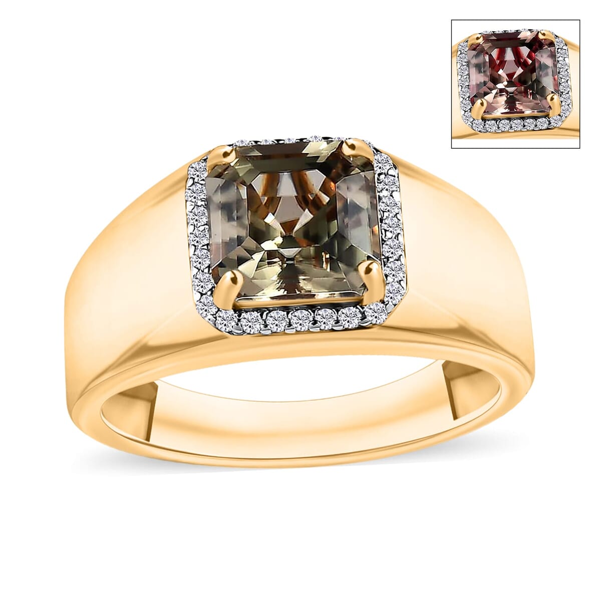 Rhapsody AAAA Turkizite and E-F VS2 Diamond Mens Ring in 18K Yellow Gold (Size 9.5) 8.50 Grams 3.00 ctw image number 0