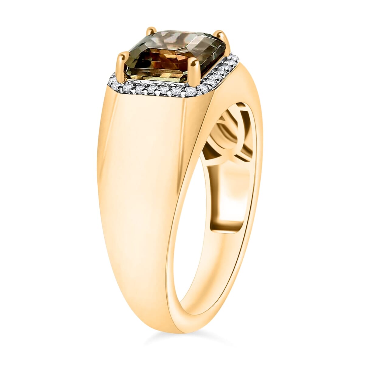Rhapsody AAAA Turkizite and E-F VS2 Diamond Mens Ring in 18K Yellow Gold (Size 9.5) 8.50 Grams 3.00 ctw image number 2