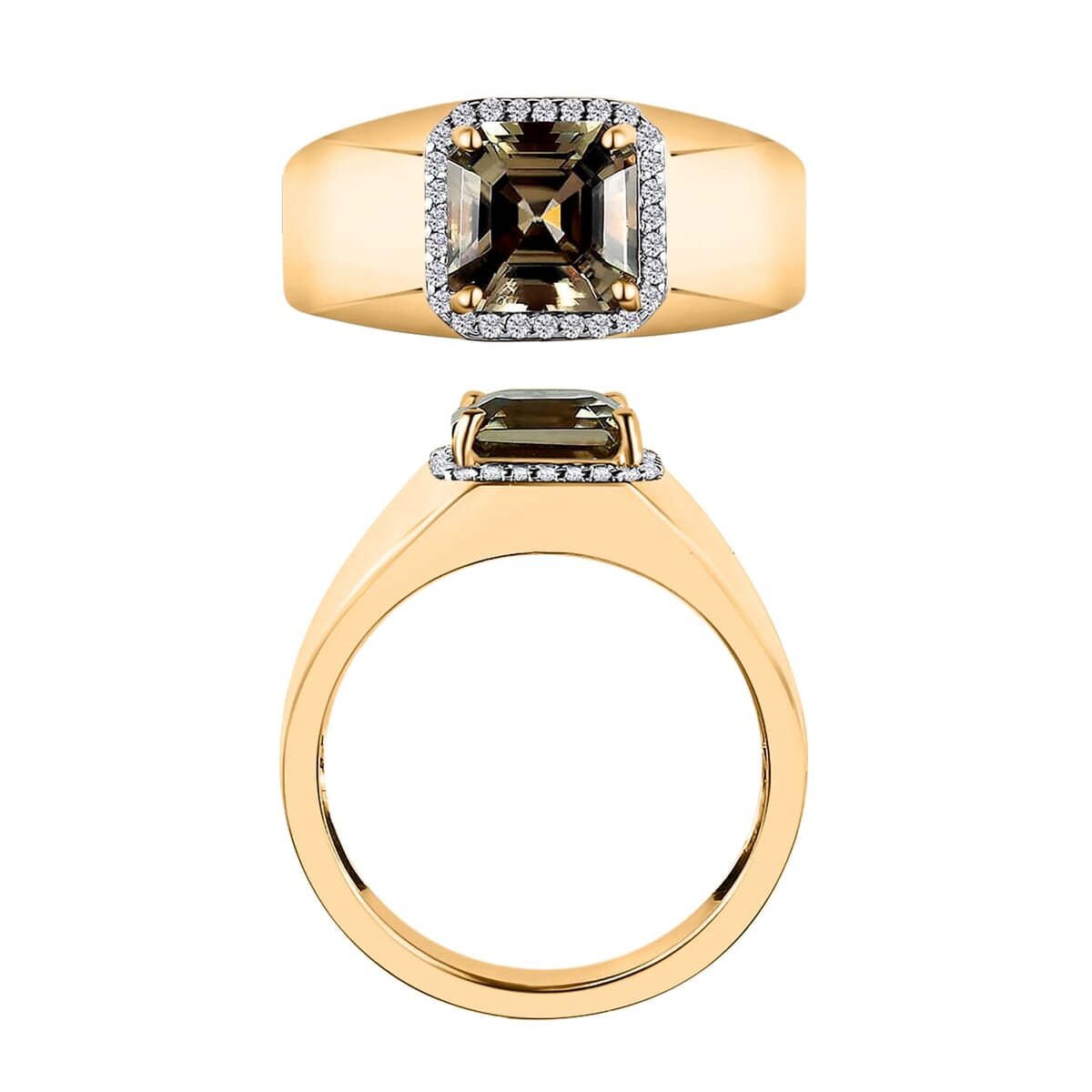 Rhapsody AAAA Turkizite and E-F VS2 Diamond Mens Ring in 18K Yellow Gold (Size 9.5) 8.50 Grams 3.00 ctw image number 3