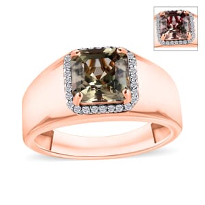 Rhapsody AAAA Turkizite and E-F VS2 Diamond Mens Ring in 18K Rose Gold (Size 6.0) 8.50 Grams 3.00 ctw