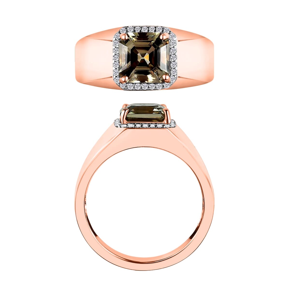 Rhapsody AAAA Turkizite and E-F VS2 Diamond Mens Ring in 18K Rose Gold (Size 7.0) 8.50 Grams 3.00 ctw image number 3