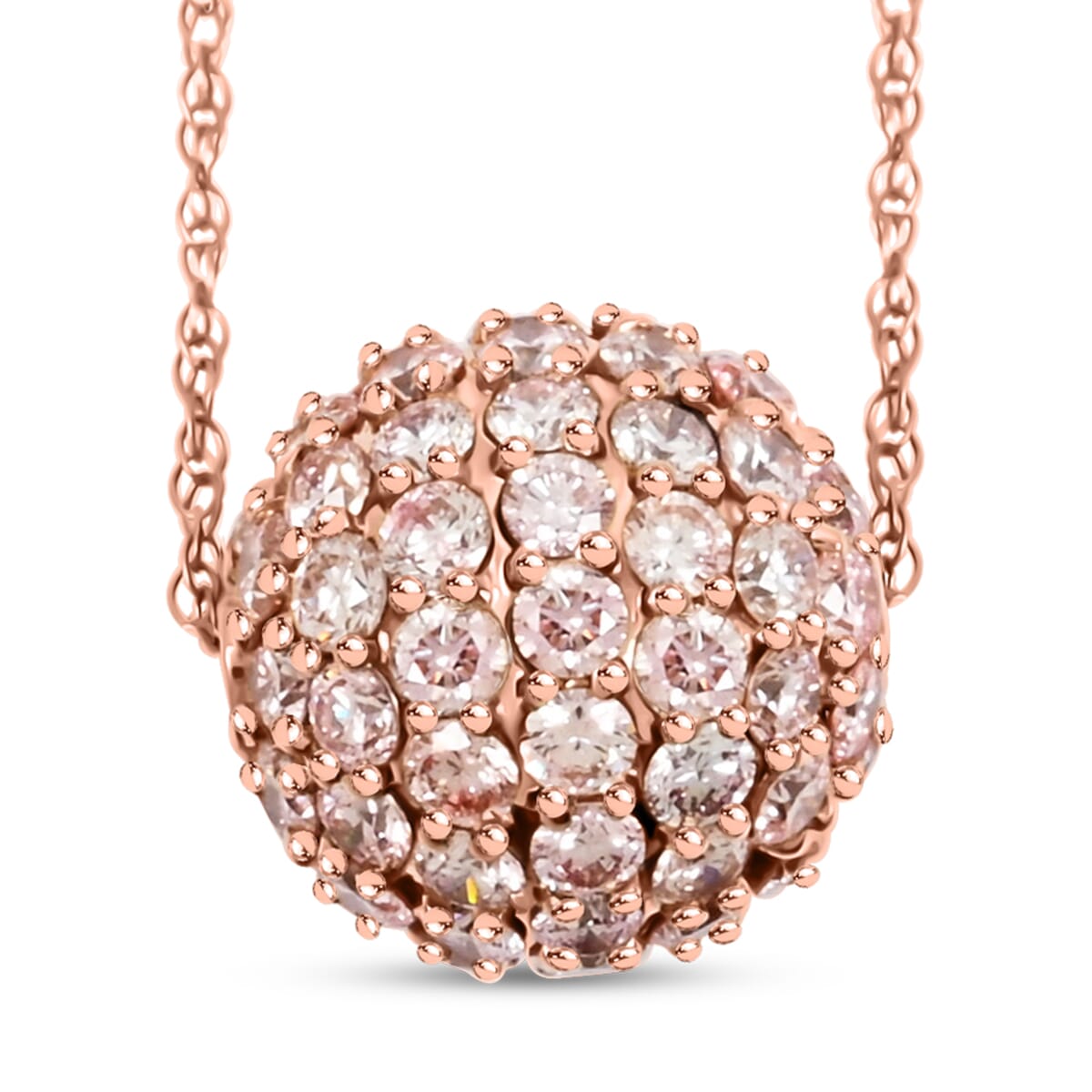 Luxuriant Lab Grown Pink Diamond 2.00 ctw Necklace 18 Inches in 14K Rose Gold  image number 0