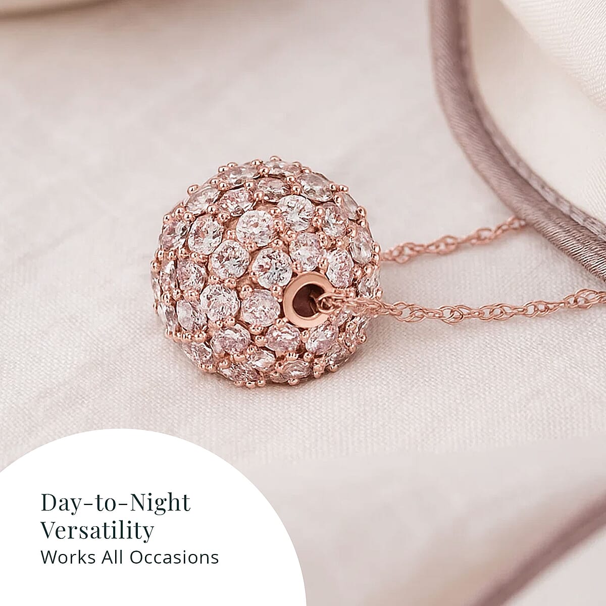 Luxuriant Lab Grown Pink Diamond 2.00 ctw Necklace 18 Inches in 14K Rose Gold image number 5