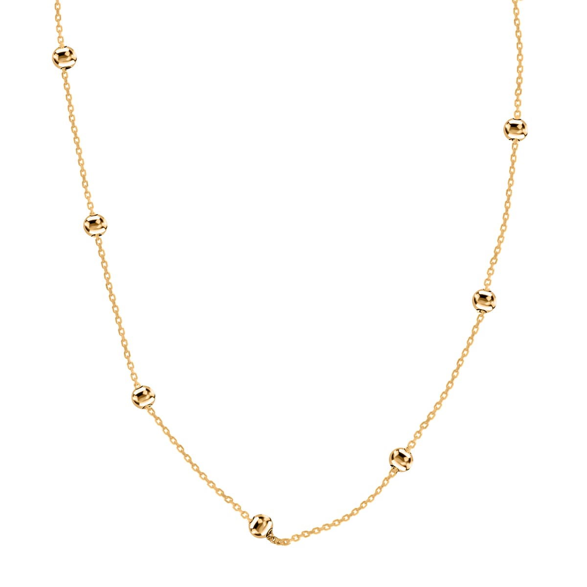 Italian 10K Yellow Gold Beaded Necklace 18 Inches 1.2 Grams image number 0