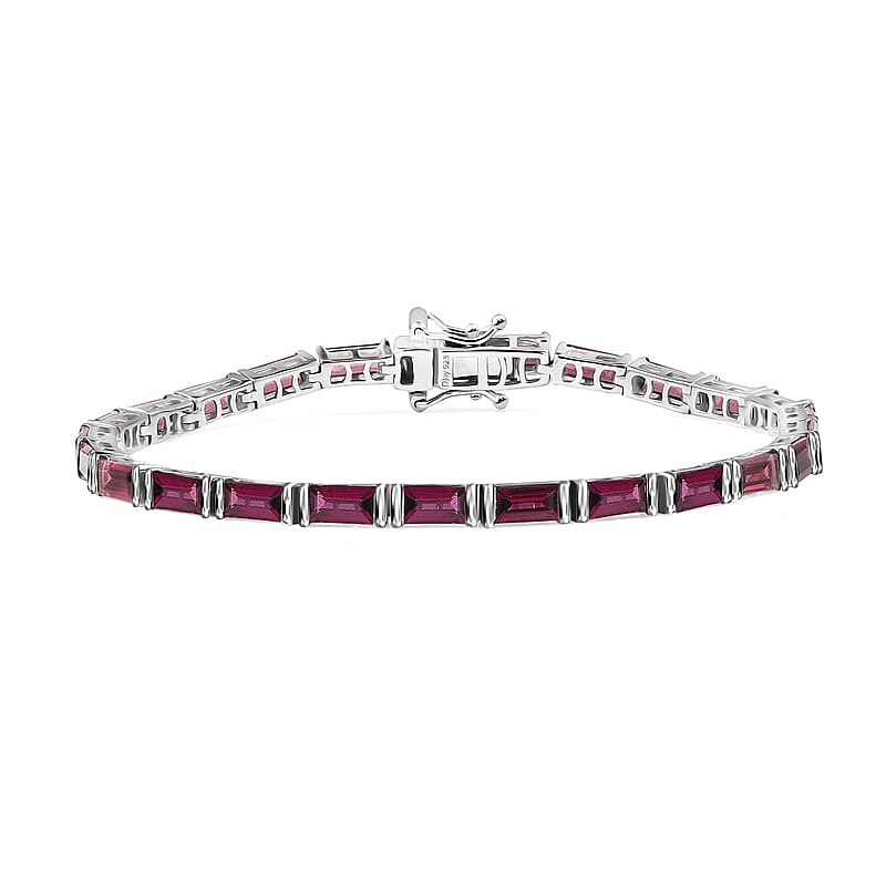 D'Joy Orissa Rhodolite Garnet 11.25 ctw Art Deco Bracelet in Rhodium Over Sterling Silver (7.25 In)