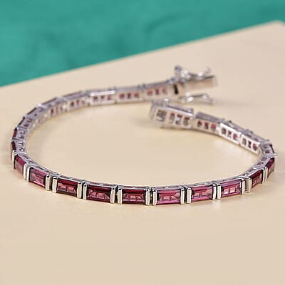 D'Joy Orissa Rhodolite Garnet 11.25 ctw Art Deco Bracelet in Rhodium Over Sterling Silver (7.25 In)