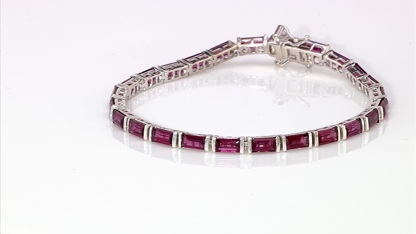 D'Joy Orissa Rhodolite Garnet 11.25 ctw Bracelet in Rhodium Over Sterling Silver (7.25 In)