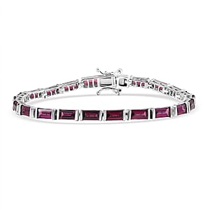 D'Joy Orissa Rhodolite Garnet 9.85 ctw Art Deco Bracelet in Rhodium Over Sterling Silver (6.50 In)