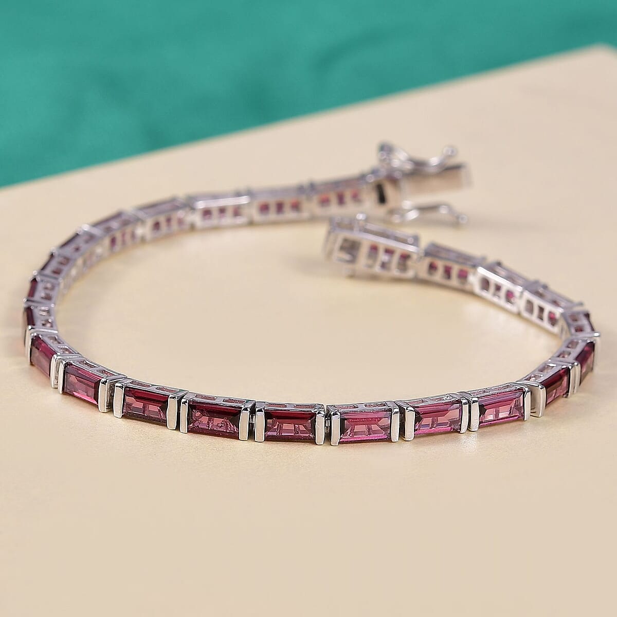 D'Joy Orissa Rhodolite Garnet 9.85 ctw Art Deco Bracelet in Rhodium Over Sterling Silver (6.50 In) image number 1