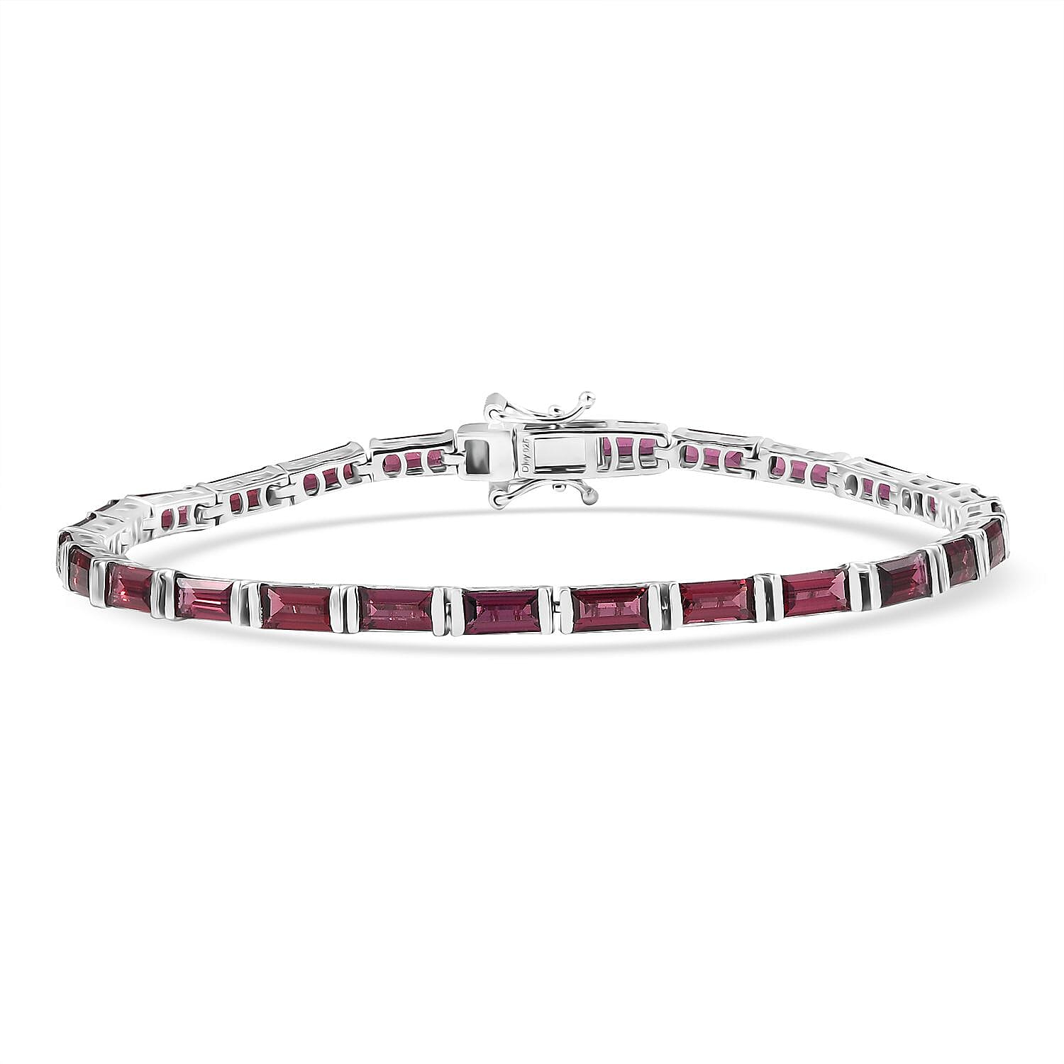 D'Joy Orissa Rhodolite Garnet 11.25 ctw Bracelet in Rhodium Over Sterling Silver (7.25 In)