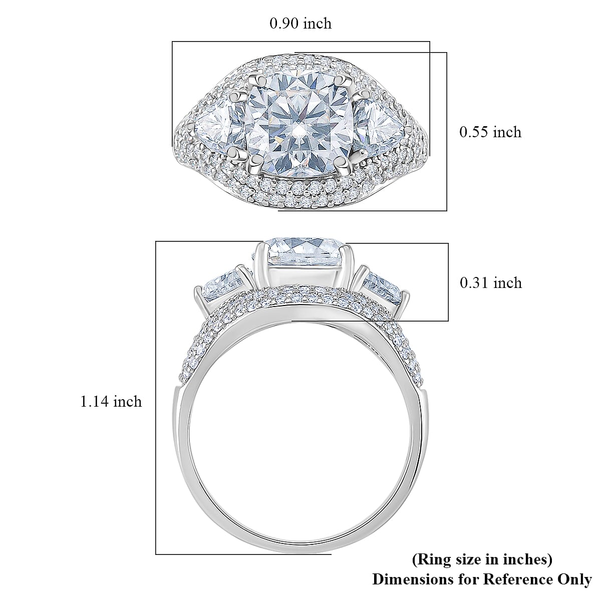 D'Joy Moissanite Legacy Sparkle Ring in Rhodium Over Sterling Silver 4.80 ctw (Size 10.0)