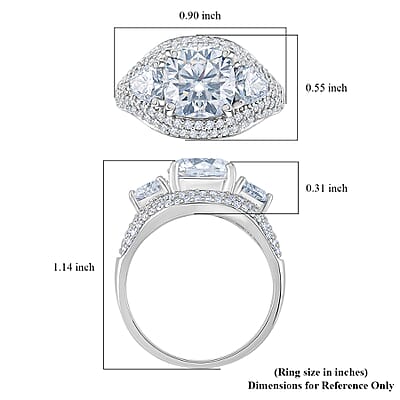 D'Joy Moissanite Legacy Sparkle Ring in Rhodium Over Sterling Silver 4.80 ctw (Size 10.0)