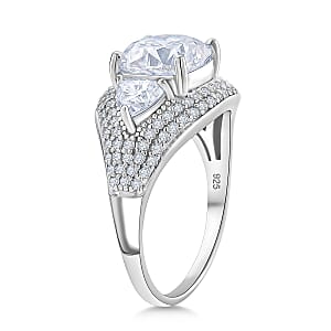 D'Joy Moissanite Legacy Sparkle Ring in Rhodium Over Sterling Silver 4.80 ctw (Size 6.0)