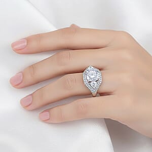D'Joy Moissanite Ring in Rhodium Over Sterling Silver (Size 7.0) 4.80 ctw