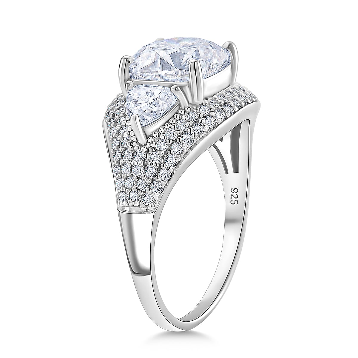 D'Joy Moissanite Ring in Rhodium Over Sterling Silver (Size 7.0) 4.80 ctw image number 3