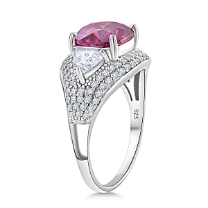 D'Joy Pink and White Moissanite Legacy Sparkle Ring in Rhodium Over Sterling Silver 4.80 ctw (Size 7.0)