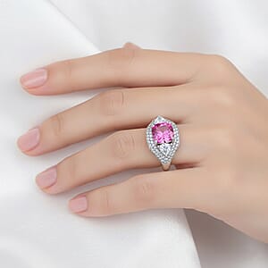 D'Joy Pink and White Moissanite Legacy Sparkle Ring in Rhodium Over Sterling Silver 4.80 ctw (Size 9.0)