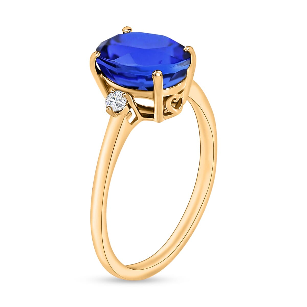 Rhapsody 18K Yellow Gold AAAA Tanzanite and E-F VS2 Diamond Ring (Size 9.0) 5.50 Grams 2.10 ctw image number 2