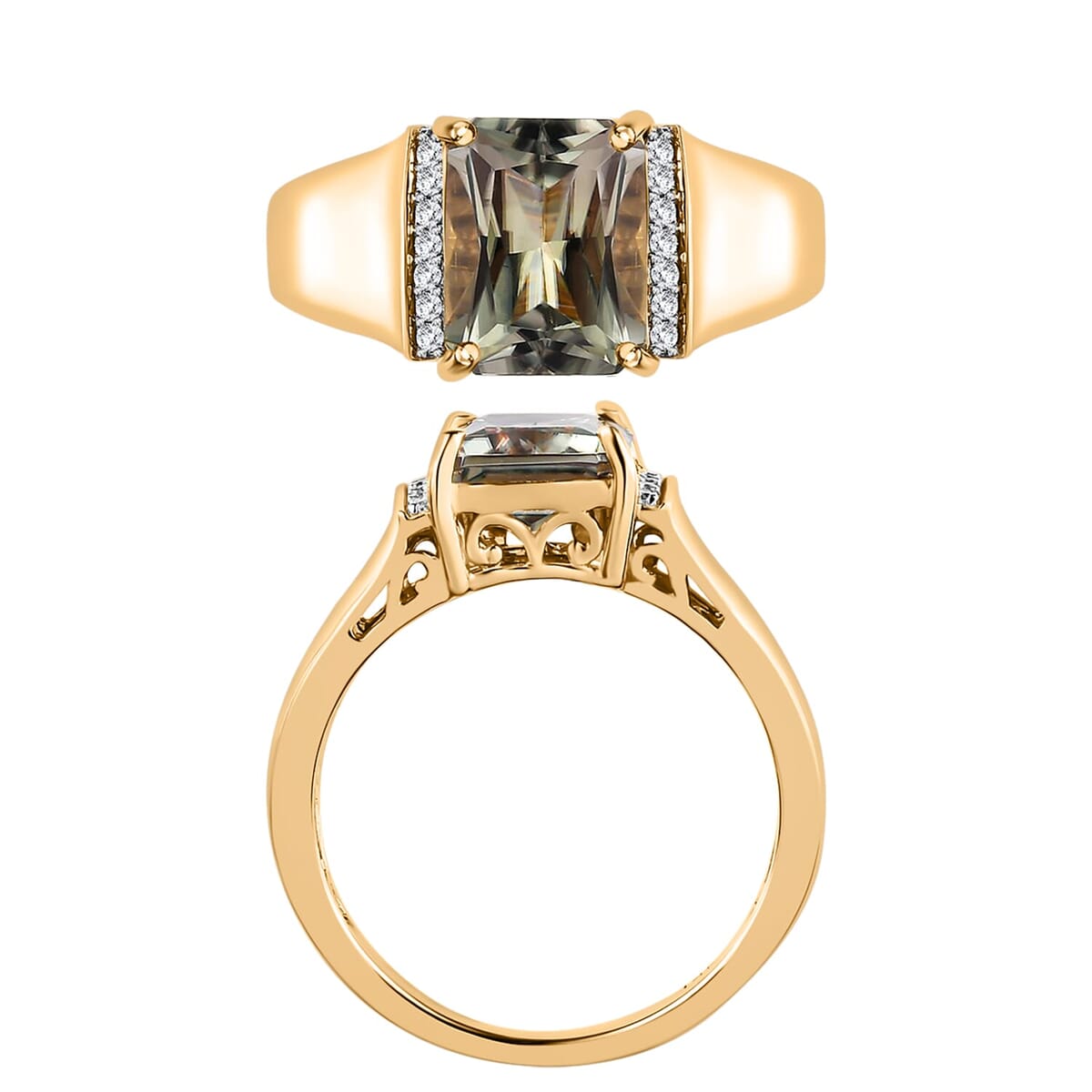 Rhapsody AAAA Turkizite and E-F VS2 Diamond Mens Ring in 18K Yellow Gold (Size 5.5) 7 Grams 4.08 ctw image number 3