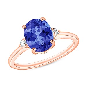 Rhapsody 18K Rose Gold AAAA Tanzanite and E-F VS2 Diamond Ring (Size 4.5) 5.50 Grams 2.10 ctw