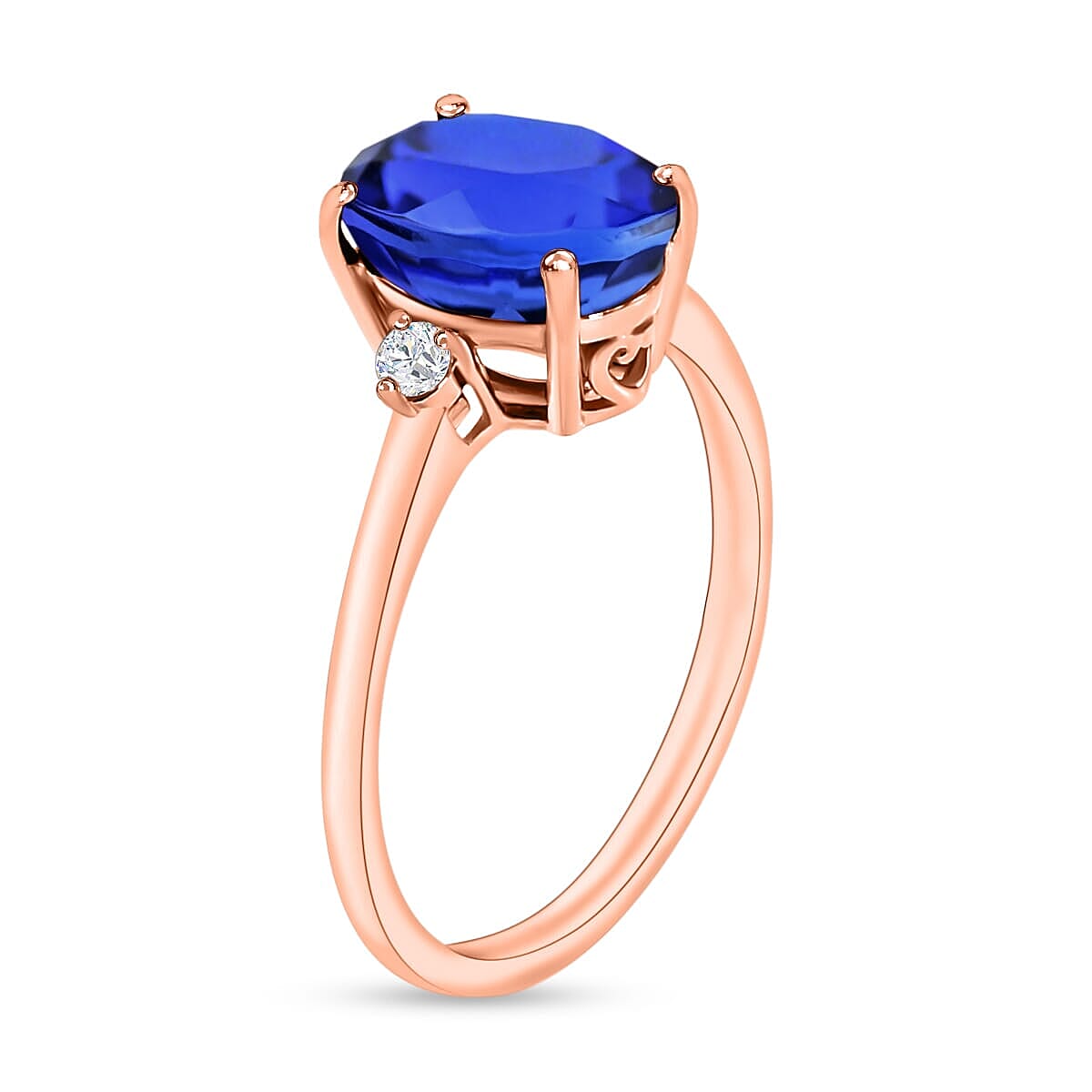 Rhapsody 18K Rose Gold AAAA Tanzanite and E-F VS2 Diamond Ring (Size 5.5) 5.50 Grams 2.10 ctw image number 2