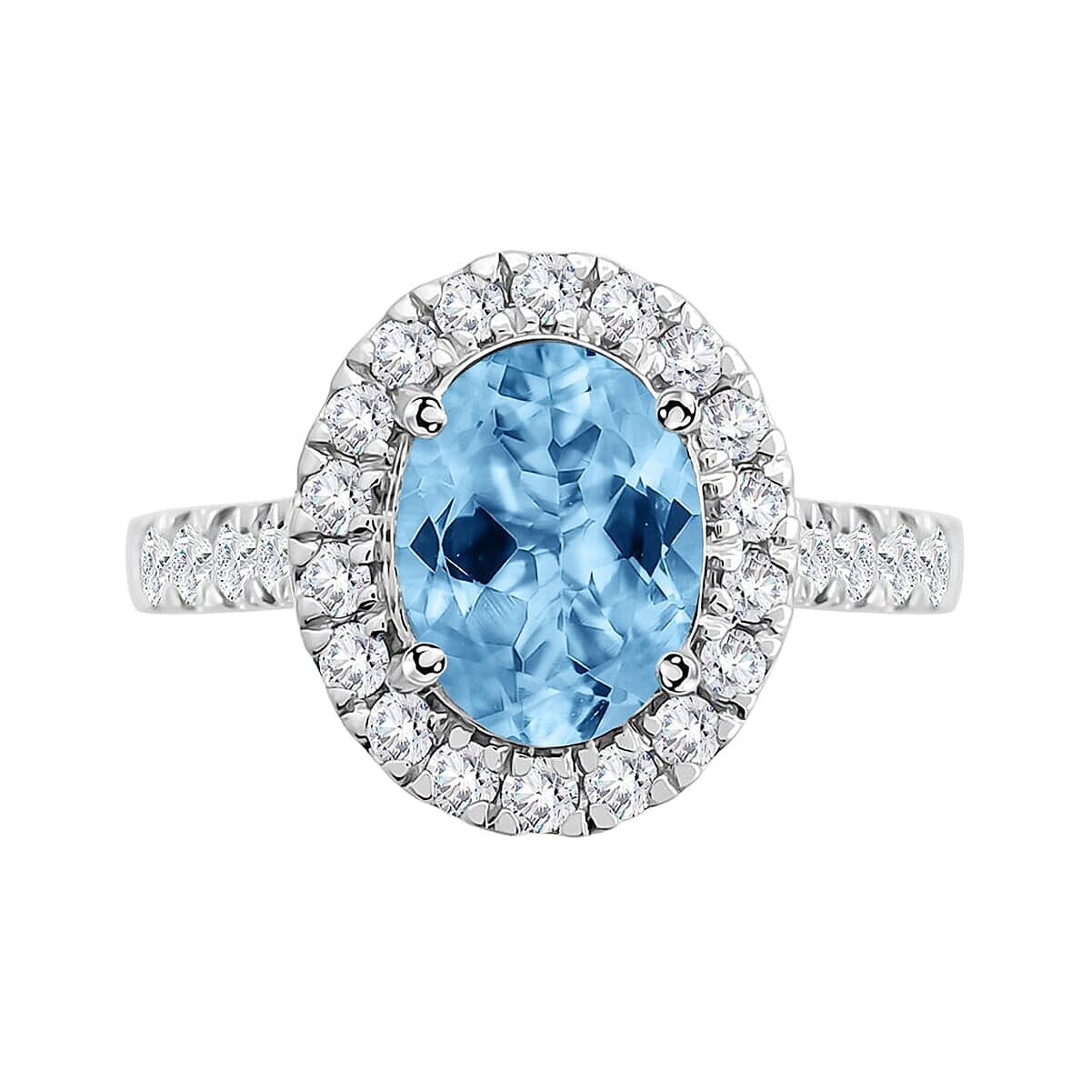 Rhapsody AAAA Santa Maria Aquamarine and E-F VS2 Diamond 2.73 ctw Ring in 18K White Gold (Size 8.5) 5.50 Grams (Del. in 10-12 Days) image number 3