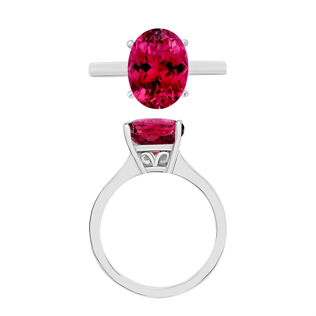 Rhapsody 18K White Gold AAAA Ouro Fino Rubellite Solitaire Ring (Size 6.5) 5.50 Grams 2.50 ctw image number 3