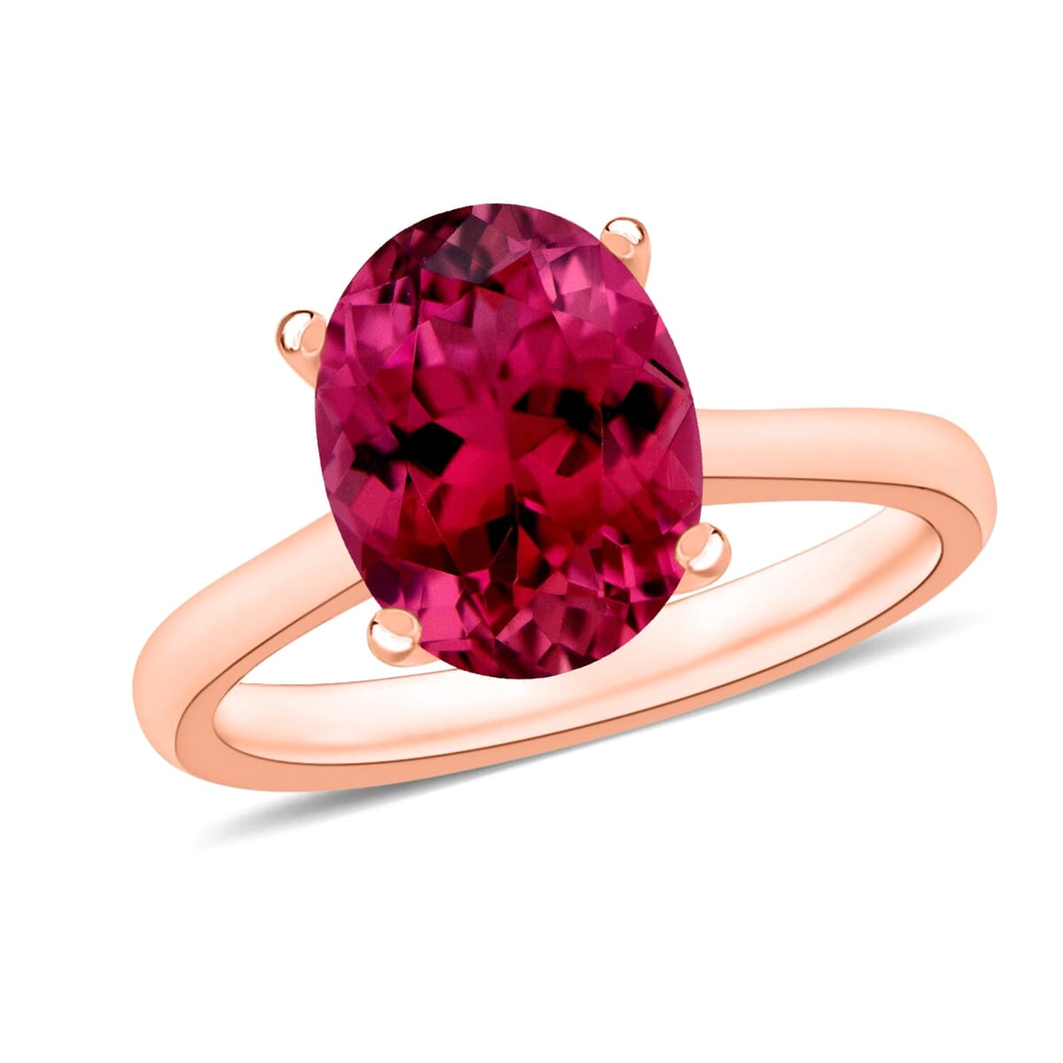 Rhapsody 18K Rose Gold AAAA Ouro Fino Rubellite Solitaire Ring (Size 4.5) 5.50 Grams 2.50 ctw image number 0