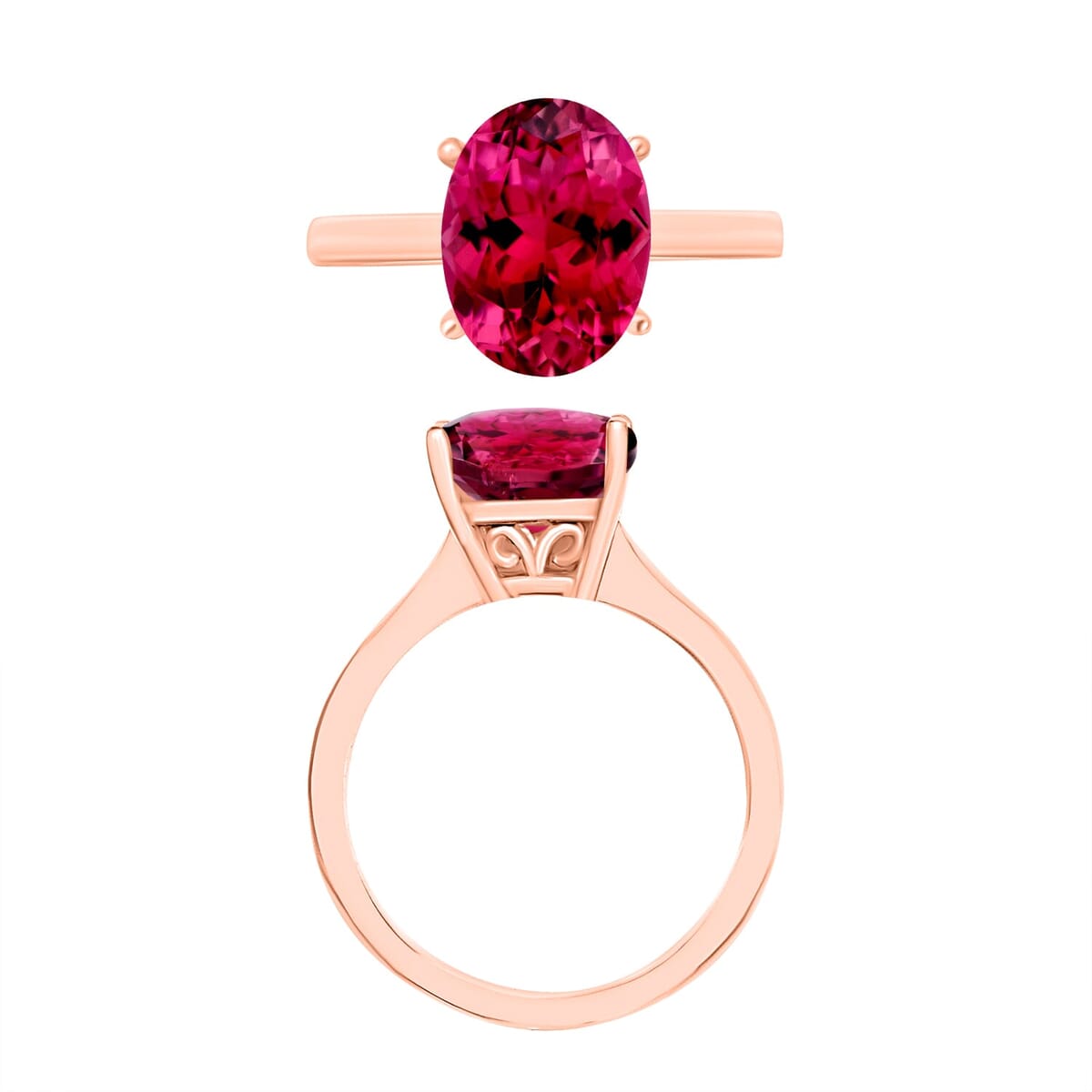 Rhapsody 18K Rose Gold AAAA Ouro Fino Rubellite Solitaire Ring (Size 4.5) 5.50 Grams 2.50 ctw image number 3