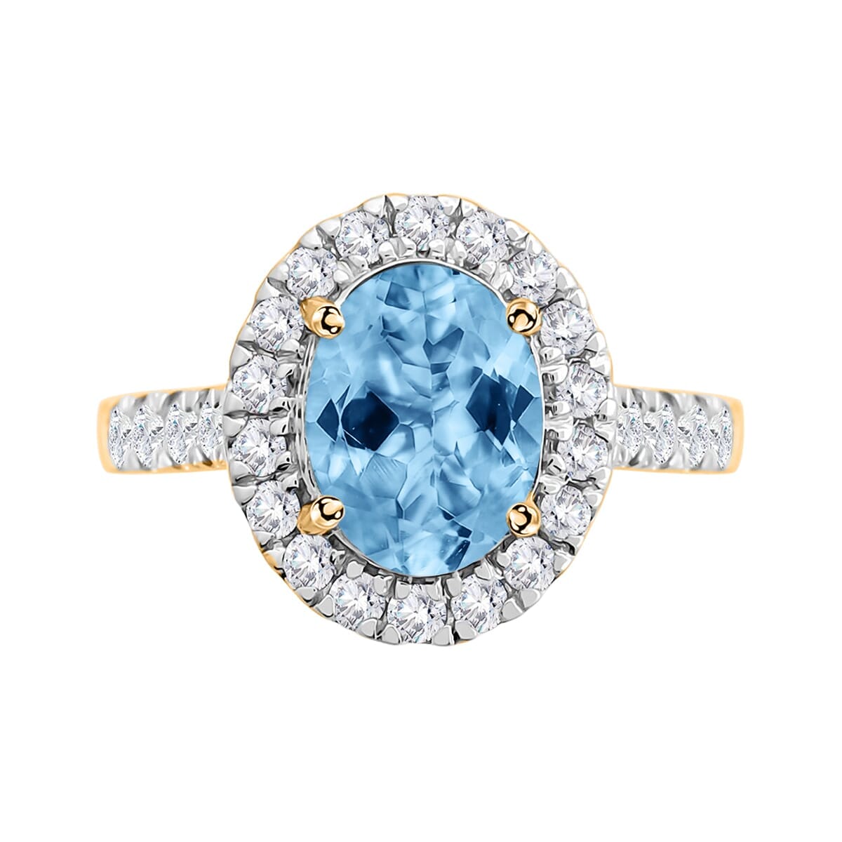 Rhapsody AAAA Santa Maria Aquamarine and E-F VS2 Diamond Ring in 18K Yellow Gold (Size 5.5) 5.50 Grams 2.73 ctw image number 3