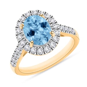 Rhapsody AAAA Santa Maria Aquamarine and E-F VS2 Diamond Ring in 18K Yellow Gold (Size 7.5) 5.50 Grams 2.73 ctw