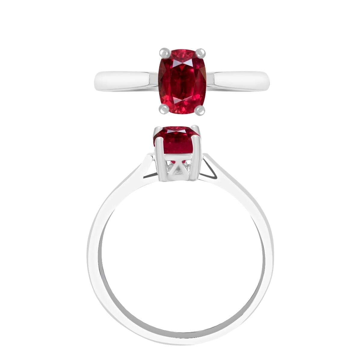 Rhapsody 18K White Gold AAAA Ouro Fino Rubellite Solitaire Ring (Size 4.0) 5.50 Grams 1.35 ctw image number 3
