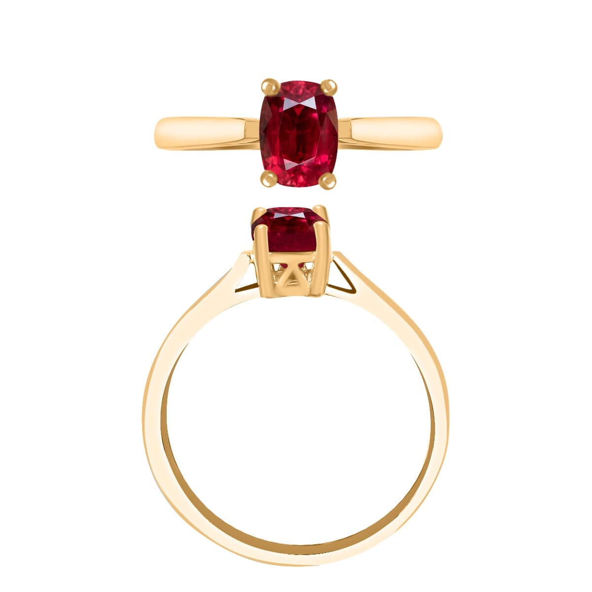 Rhapsody 18K Yellow Gold AAAA Ouro Fino Rubellite Solitaire Ring (Size 10.0) 5.50 Grams 1.35 ctw image number 3