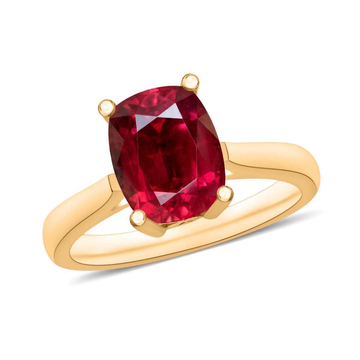Rhapsody 18K Yellow Gold AAAA Ouro Fino Rubellite Solitaire Ring (Size 4.0) 5.50 Grams 1.35 ctw image number 0