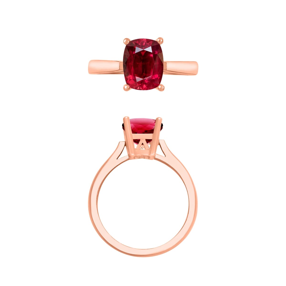 Rhapsody 18K Rose Gold AAAA Ouro Fino Rubellite Solitaire Ring (Size 6.0) 5.50 Grams 1.35 ctw image number 3