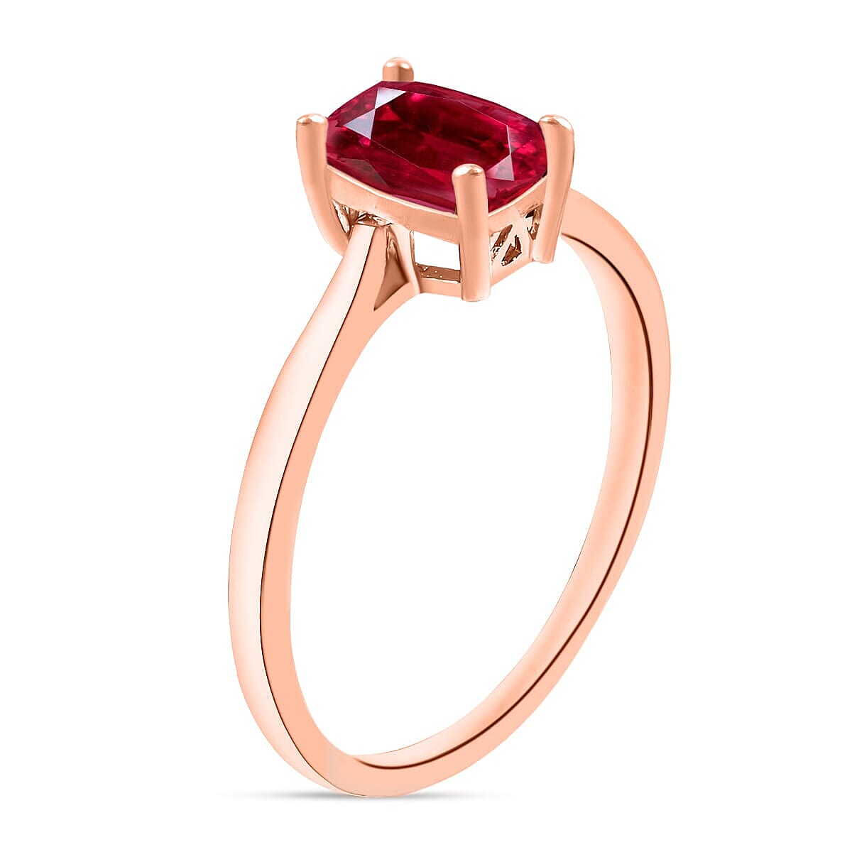 Rhapsody 18K Rose Gold AAAA Ouro Fino Rubellite Solitaire Ring (Size 7.0) 5.50 Grams 1.35 ctw image number 2