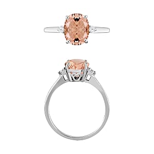 Rhapsody 18K White Gold AAAA Marropino Morganite and SI Diamond Ring (Size 11.0) 5.50 Grams 2.50 ctw (Del. in 10-12 Days)