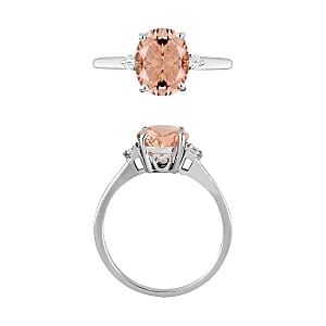 Rhapsody 18K White Gold AAAA Marropino Morganite and SI Diamond Ring (Size 4.0) 5.50 Grams 2.50 ctw (Del. in 10-12 Days)