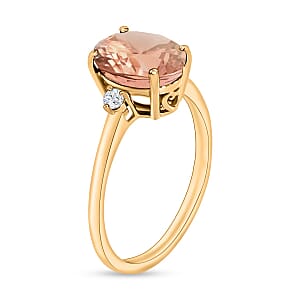 Rhapsody 18K Yellow Gold AAAA Marropino Morganite and SI Diamond Ring (Size 4.0) 5.50 Grams 2.50 ctw (Del. in 10-12 Days)