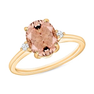 Rhapsody 18K Yellow Gold AAAA Marropino Morganite and SI Diamond Ring (Size 4.5) 5.50 Grams 2.50 ctw