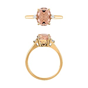 Rhapsody 18K Yellow Gold AAAA Marropino Morganite and SI Diamond Ring (Size 4.5) 5.50 Grams 2.50 ctw (Del. in 10-12 Days)