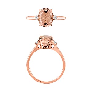 Rhapsody 18K Rose Gold AAAA Marropino Morganite and SI Diamond Ring (Size 10.5) 5.50 Grams 2.50 ctw (Del. in 10-12 Days)