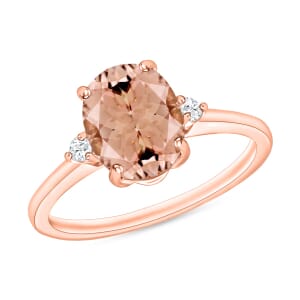 Rhapsody 18K Rose Gold AAAA Marropino Morganite and SI Diamond Ring (Size 11.0) 5.50 Grams 2.50 ctw