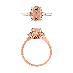 Rhapsody 18K Rose Gold AAAA Marropino Morganite and SI Diamond Ring (Size 4.0) 5.50 Grams 2.50 ctw (Del. in 10-12 Days)