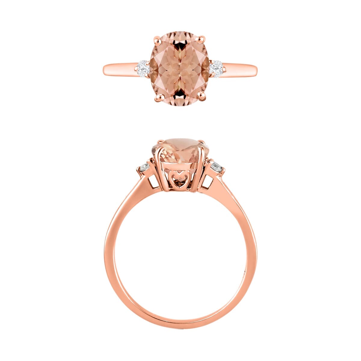 Rhapsody 18K Rose Gold AAAA Marropino Morganite and SI Diamond Ring (Size 8.5) 5.50 Grams 2.50 ctw image number 3