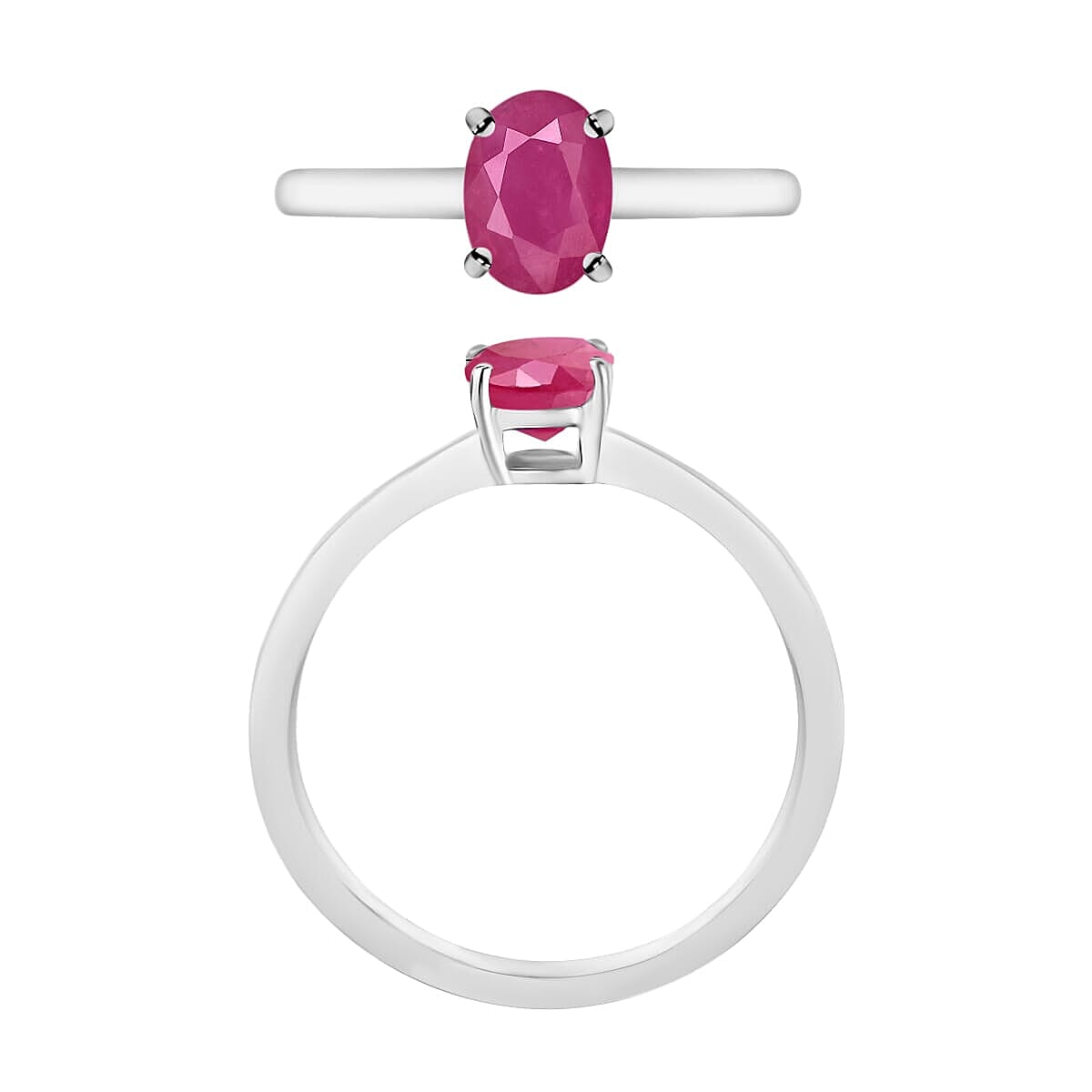 Rhapsody 18K White Gold AAAA Mozambique Ruby Solitaire Ring (Size 5.0) 5.50 Grams 1.10 ctw image number 3