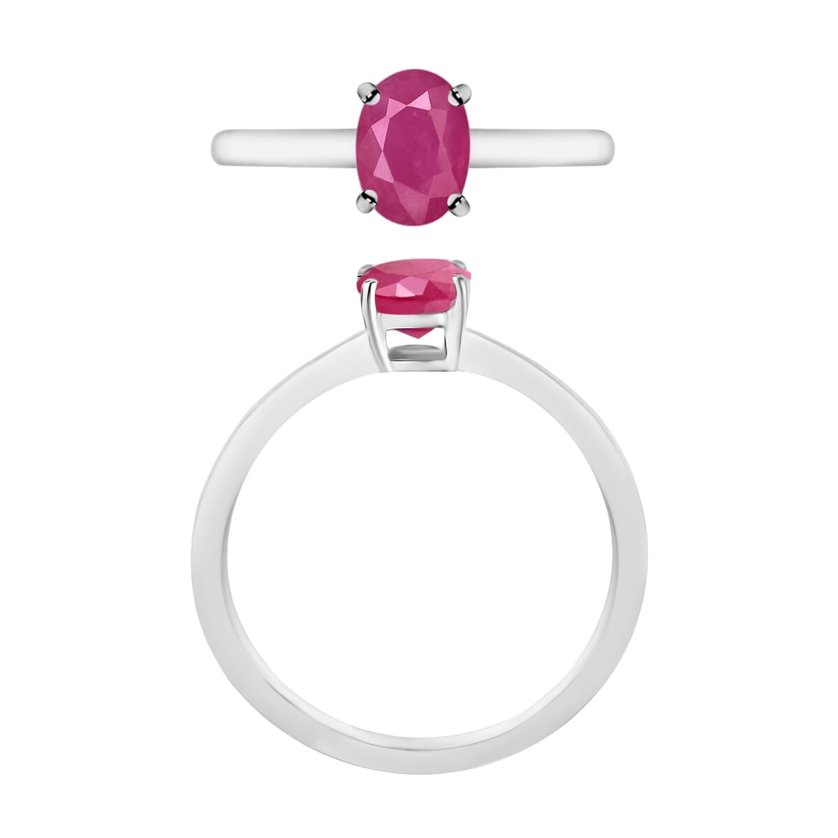 Rhapsody 18K White Gold AAAA Mozambique Ruby Solitaire Ring (Size 8.5) 5.50 Grams 1.10 ctw image number 3