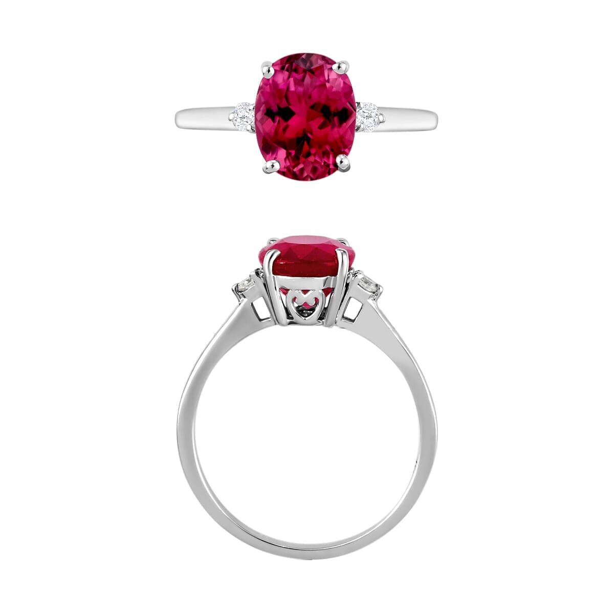 Rhapsody 18K White Gold AAAA Ouro Fino Rubellite and E-F VS2 Diamond Ring (Size 6.5) 5.50 Grams 2.50 ctw image number 3