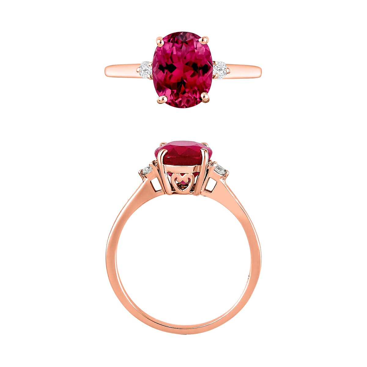 Rhapsody 18K Rose Gold AAAA Ouro Fino Rubellite and E-F VS2 Diamond Ring (Size 6.5) 5.50 Grams 2.50 ctw image number 3