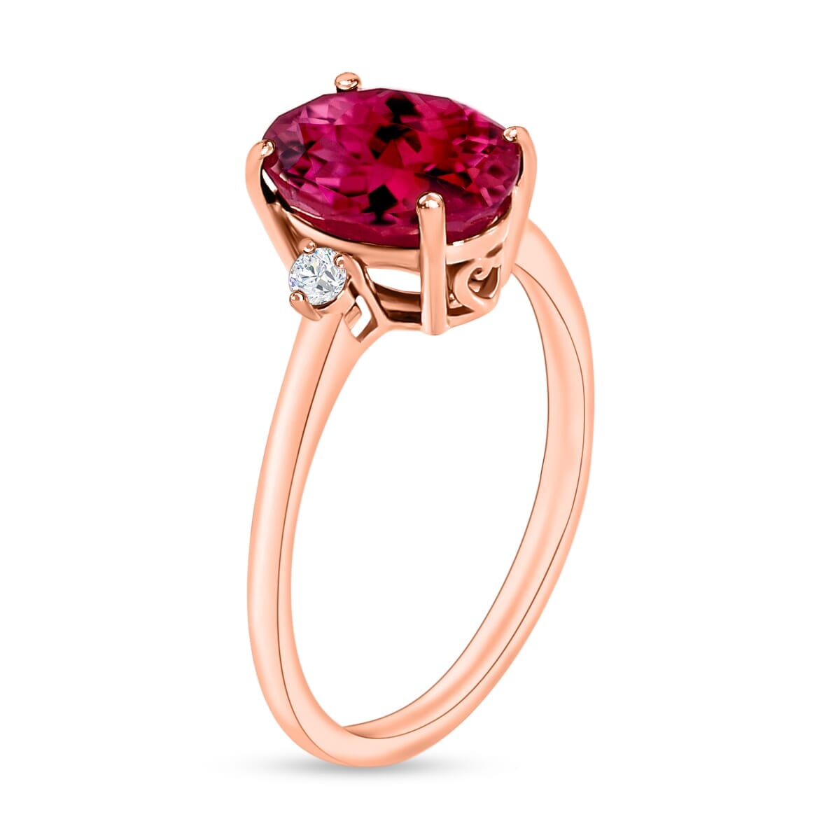 Rhapsody 18K Rose Gold AAAA Ouro Fino Rubellite and E-F VS2 Diamond Ring (Size 8.0) 5.50 Grams 2.50 ctw image number 2